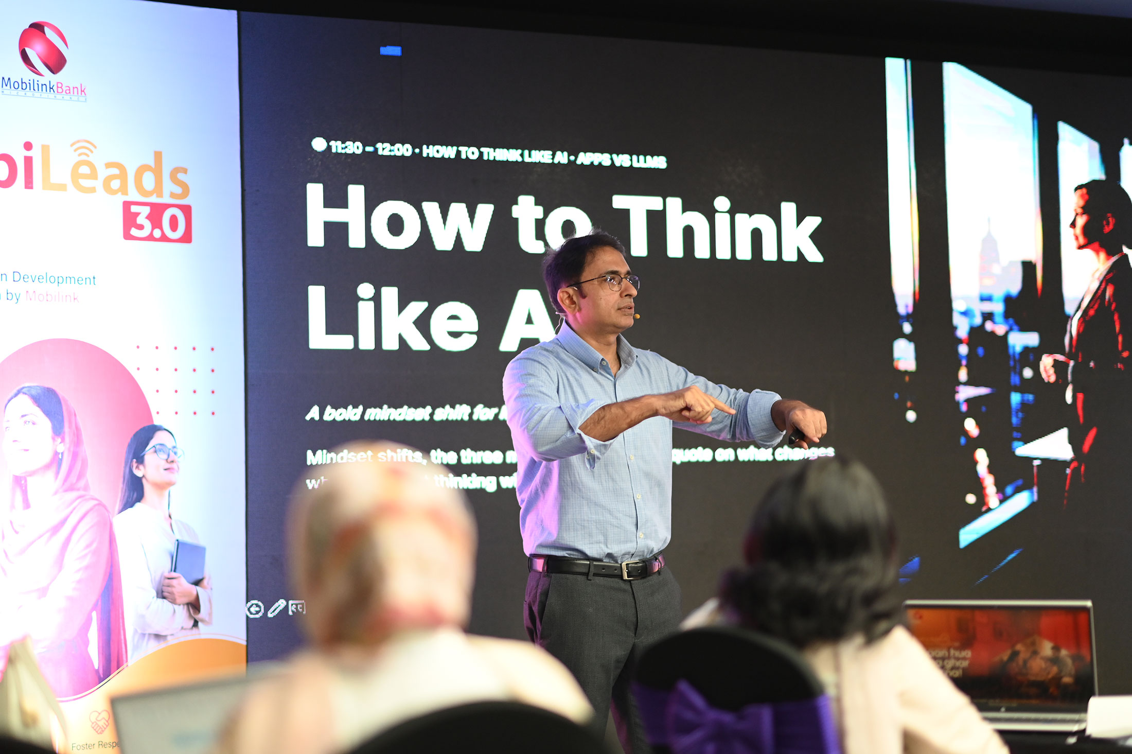 Think FRST teaching How to Think Like AI at MMBL AI adoption workshop.